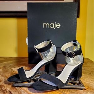 NIB Maje Faria Black Suede Sandals, FR 37